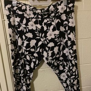 Floral Black and White plus size leggings